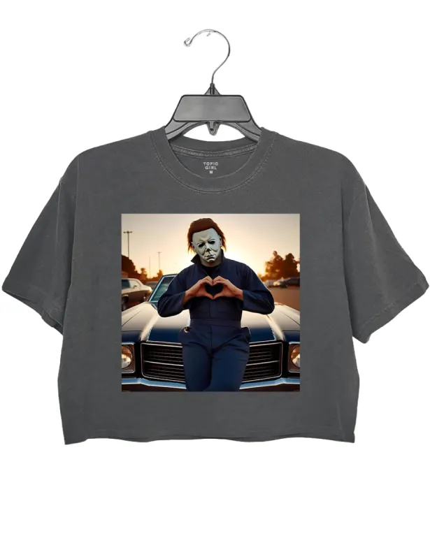Michael Myers Halloween Heart Hands Crop Top sold by Topic Girl