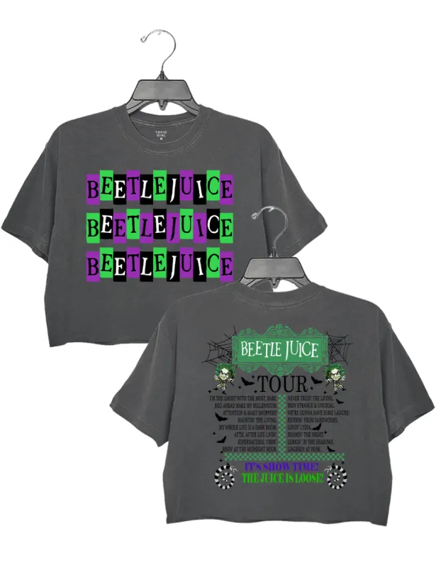 Beetlejuice Tour Its Show Time Crop Top sold by Topic Girl