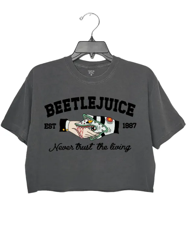 Beetlejuice Never Trust the Living Crop Top sold by Topic Girl