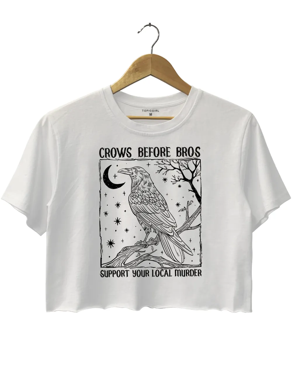 Dark Academia Crows Before Bros Crop Top sold by Topic Girl product image thumbnail 2