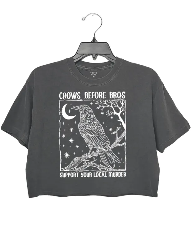 Dark Academia Crows Before Bros Crop Top sold by Topic Girl