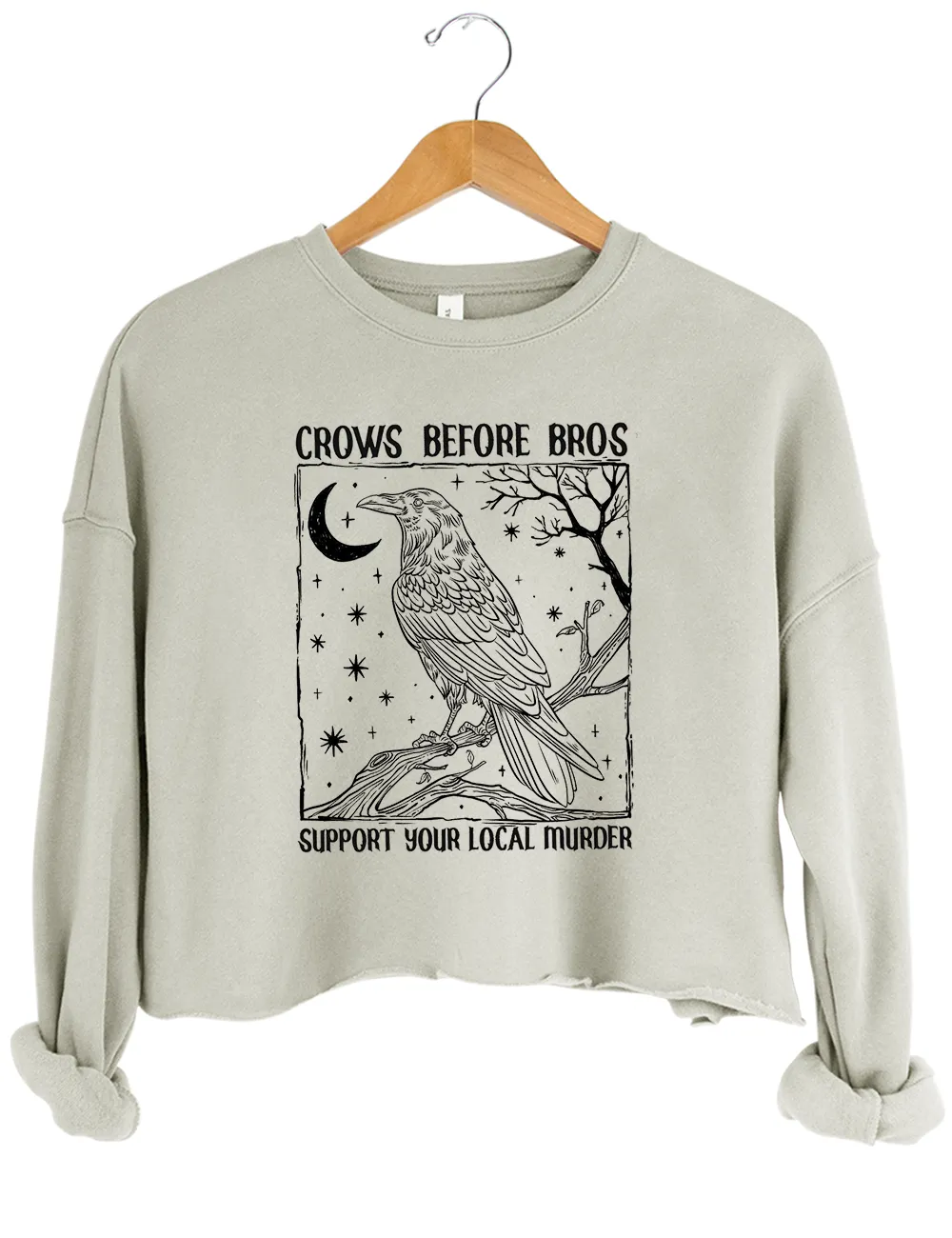 Dark Academia Crows Before Bros Crop Top sold by Topic Girl product image thumbnail 3