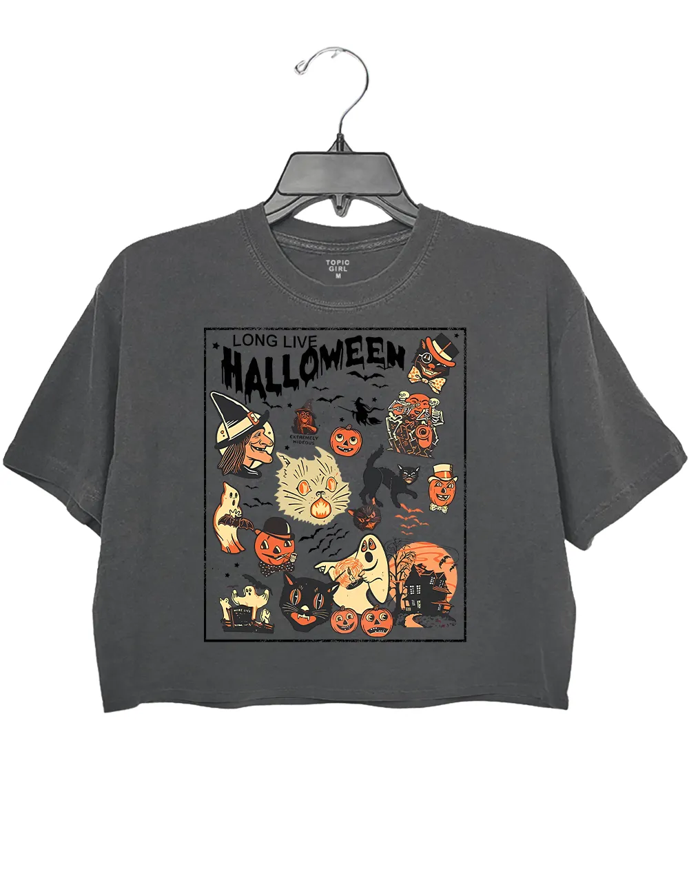 Long Live Halloween Vintage Black Cat Crop Top sold by Topic Girl product image thumbnail 2