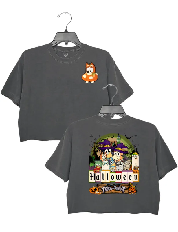Bluey Halloween Trick Or Treat Crop Top sold by Topic Girl