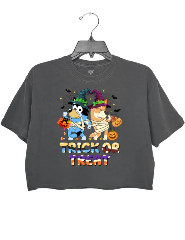 Trick Or Treat Bluey Halloween Crop Top sold by Topic Girl