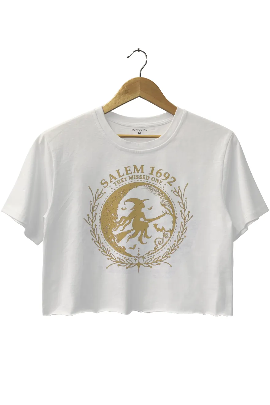 Salem Witch 1692 They Missed One Crop Top sold by Topic Girl product image thumbnail 2