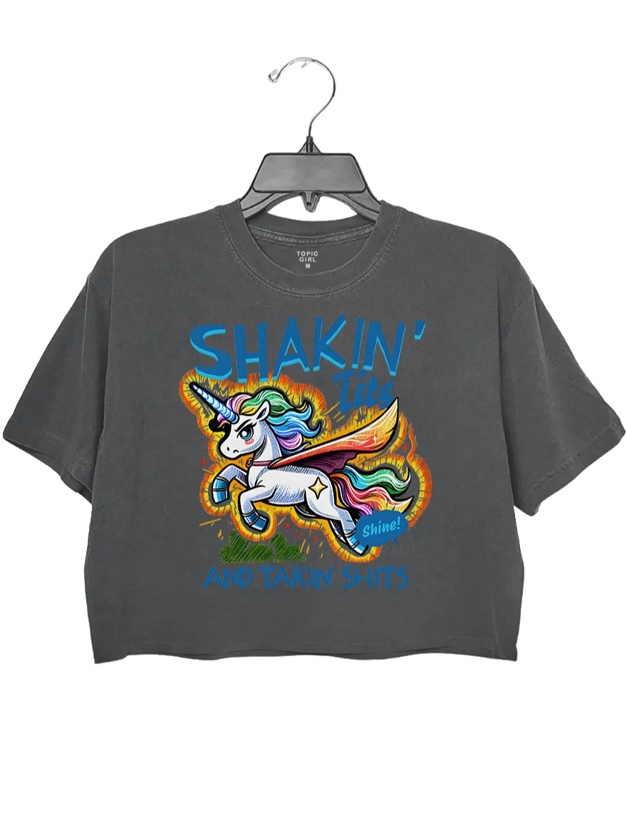 Shakin' Tits and Takin' Shits Crop Top sold by Topic Girl product image thumbnail 2