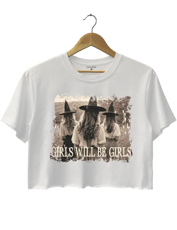 Feminist Halloween Girls Will Be Girls Crop Top sold by Topic Girl