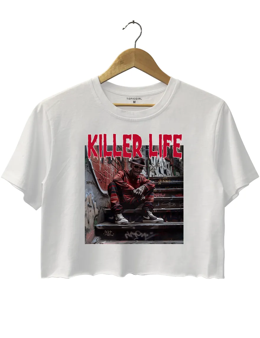 Freddy Krueger Killer Life Halloween Crop Top sold by Topic Girl product image thumbnail 2