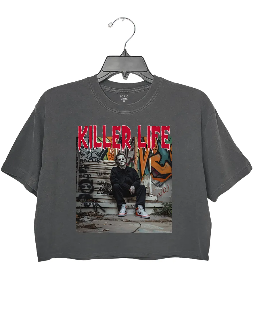 Michael Myers Killer Life Halloween Crop Top sold by Topic Girl product image thumbnail 2