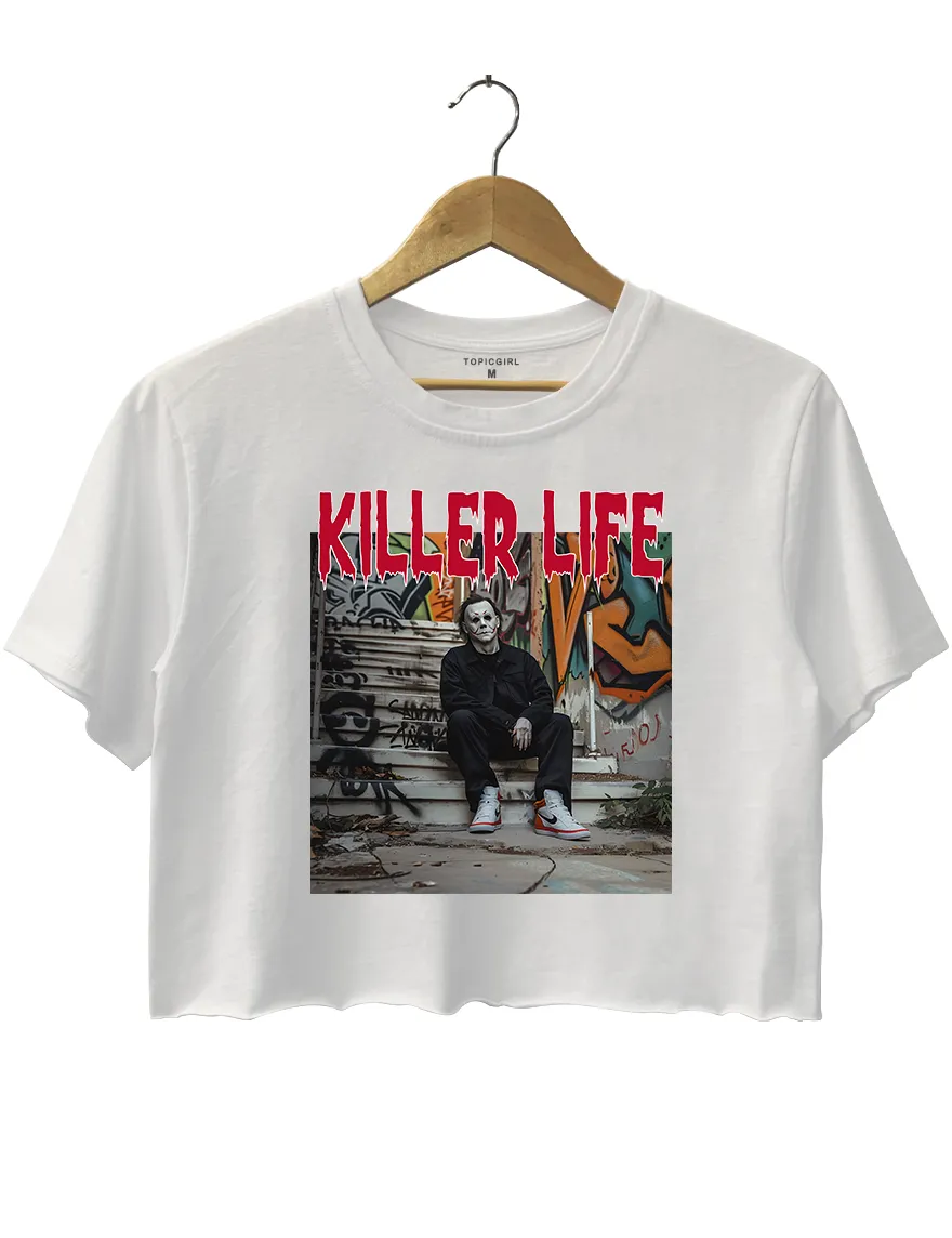 Michael Myers Killer Life Halloween Crop Top sold by Topic Girl