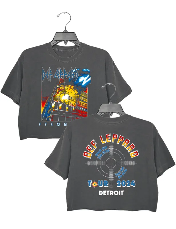 Def Leppard Pyromania Tour 2024 Detroit Crop Top sold by Topic Girl