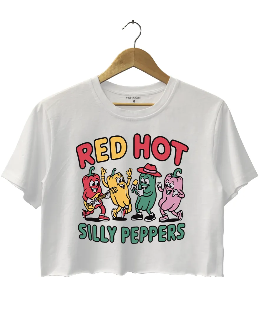 Red Hot Silly Peppers Cute Chillies Crop Top sold by Topic Girl