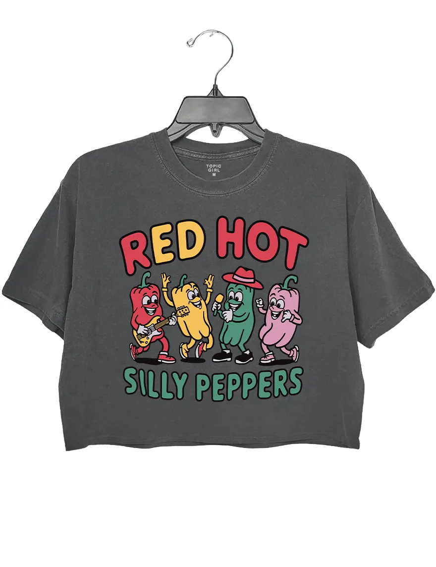 Red Hot Silly Peppers Cute Chillies Crop Top sold by Topic Girl product image thumbnail 2