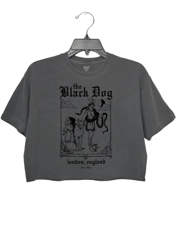 The Black Dog London England Crop Top sold by Topic Girl