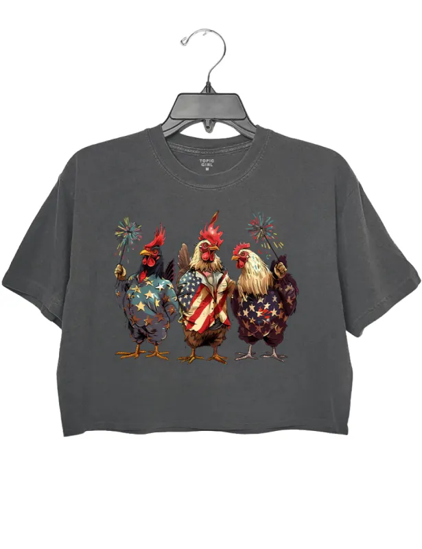 Patriotic USA Chicken 4th Of July Crop Top sold by Topic Girl