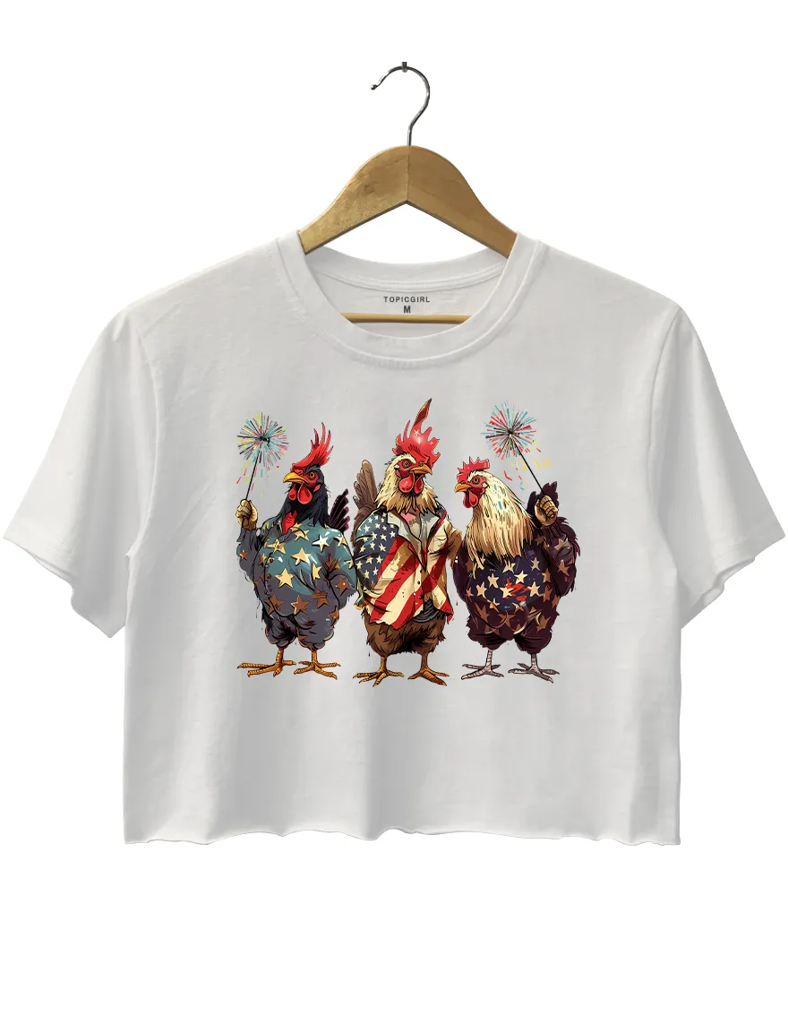 Patriotic USA Chicken 4th Of July Crop Top sold by Topic Girl product image thumbnail 2