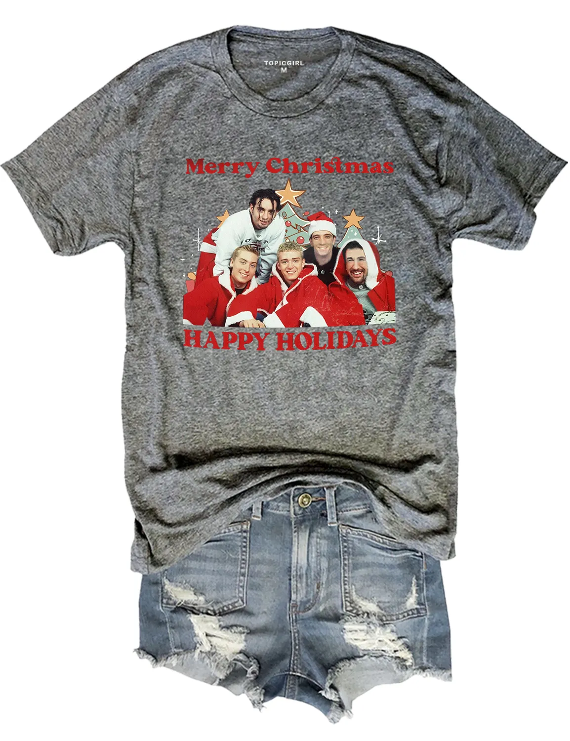 Merry Christmas Happy Holidays Tee sold by Topic Girl