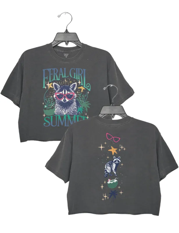 Feral Girl Summer Raccoon Sea Vibe Crop Top sold by Topic Girl