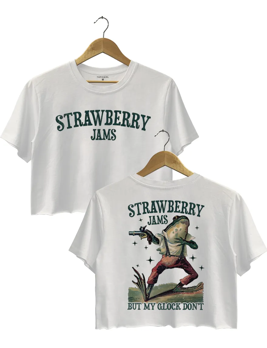 Frog Strawberry Jams But My Glock Don't Crop Top sold by Topic Girl product image thumbnail 4