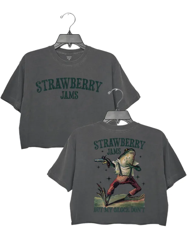 Frog Strawberry Jams But My Glock Don't Crop Top sold by Topic Girl