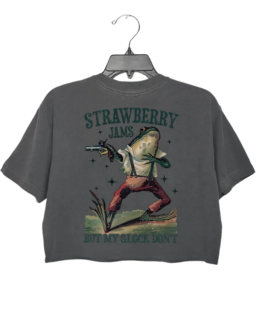 Frog Strawberry Jams But My Glock Don't Crop Top sold by Topic Girl product image thumbnail 3