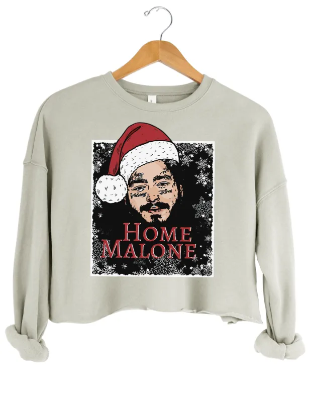 Home Malone Christmas Crop Sweatshirt sold by Topic Girl