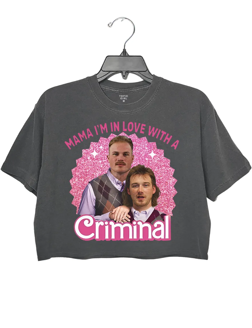 I’m In Love With A Criminal Crop Sweatshirt sold by Topic Girl product image thumbnail 5