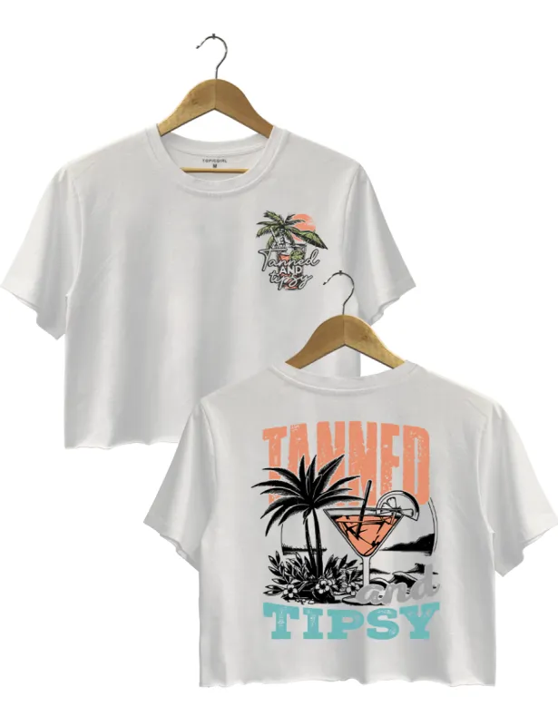 Tanned And Tipsy Beach Summer Crop Top sold by Topic Girl