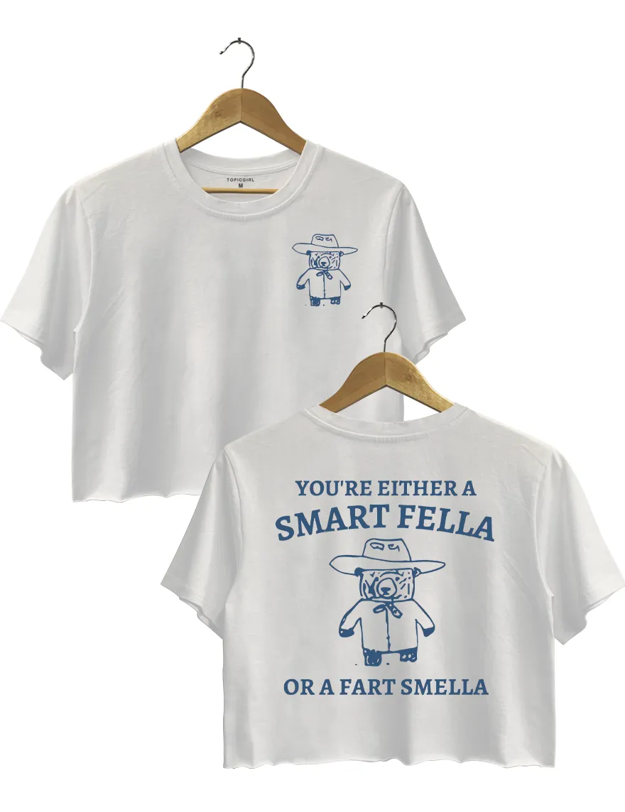 Are You A Smart Fella Or Fart Smella? Crop Top sold by Topic Girl