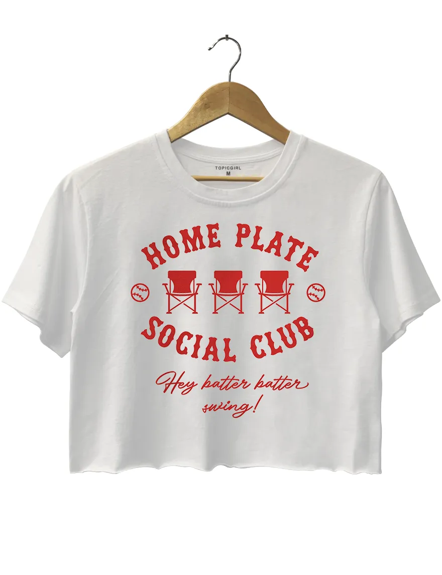 Home Plate Social Club Hey Batter Batter Swing Crop Top sold by Topic Girl