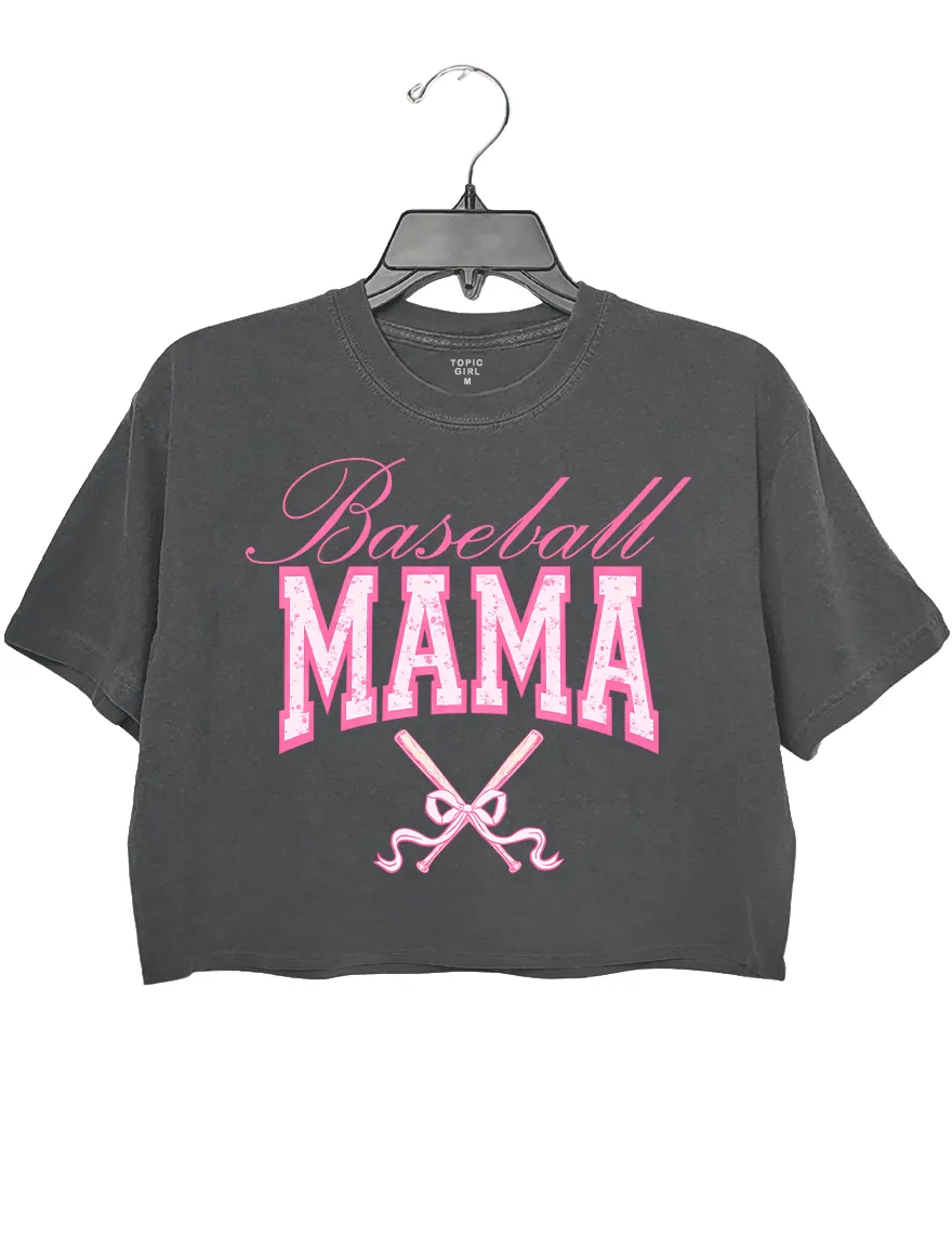Pink Rose Baseball MAMA Crop Top sold by Topic Girl