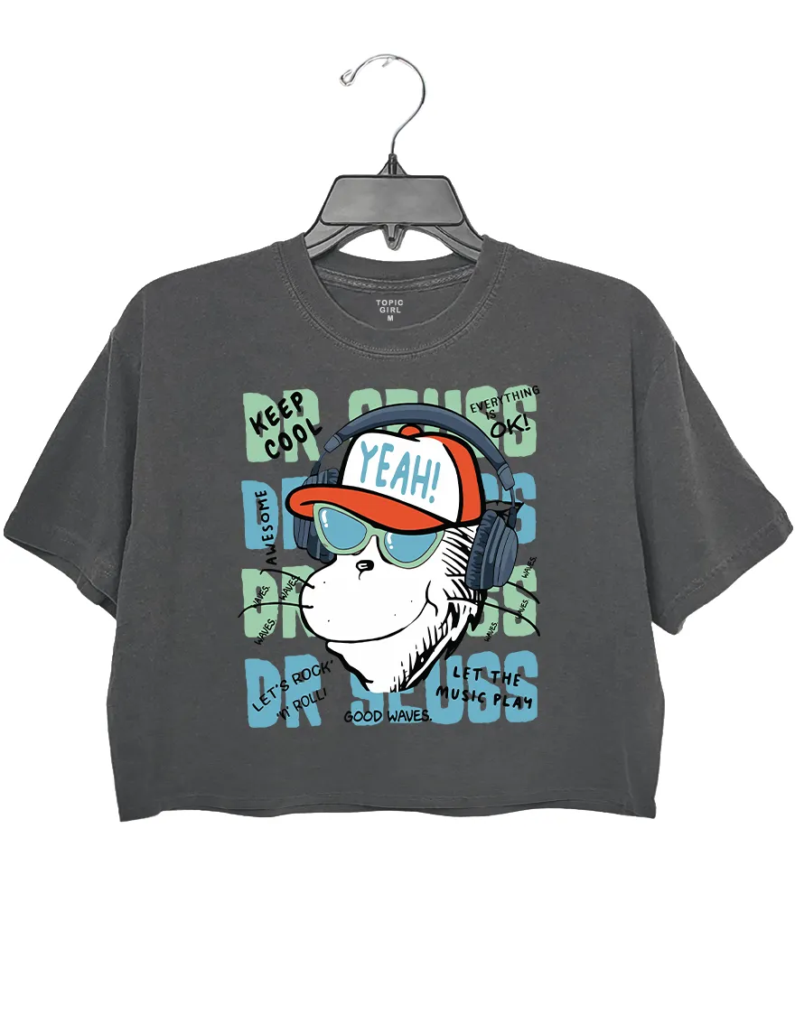 Funny Cat In The Hat Keep Cool Crop Top sold by Topic Girl product image thumbnail 2