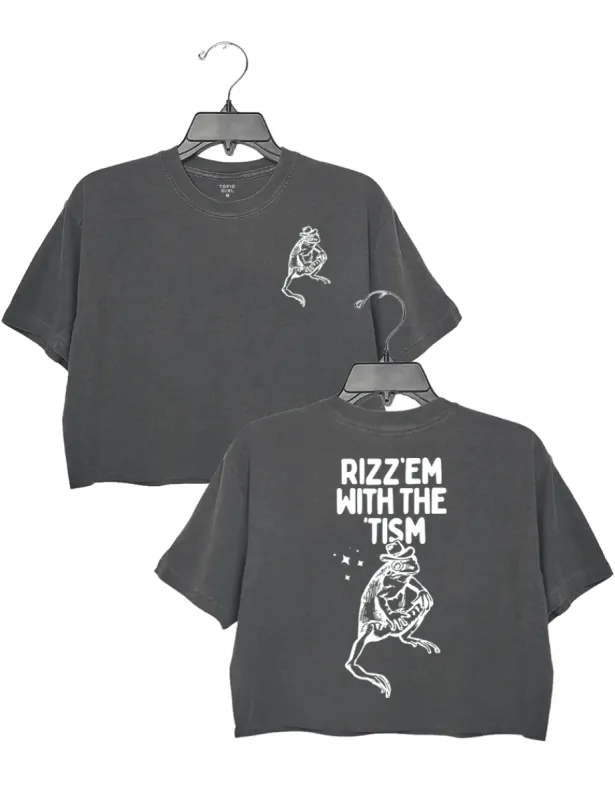 Rizz Em with The Tism Crop Top sold by Topic Girl