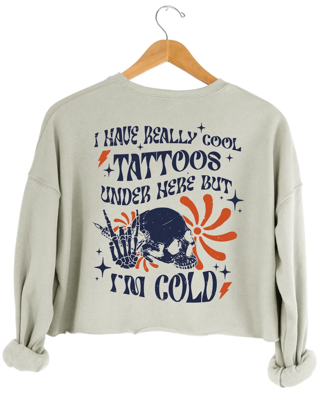 I Have Cool Tattoos Crop Sweatshirt sold by Topic Girl product image thumbnail 3