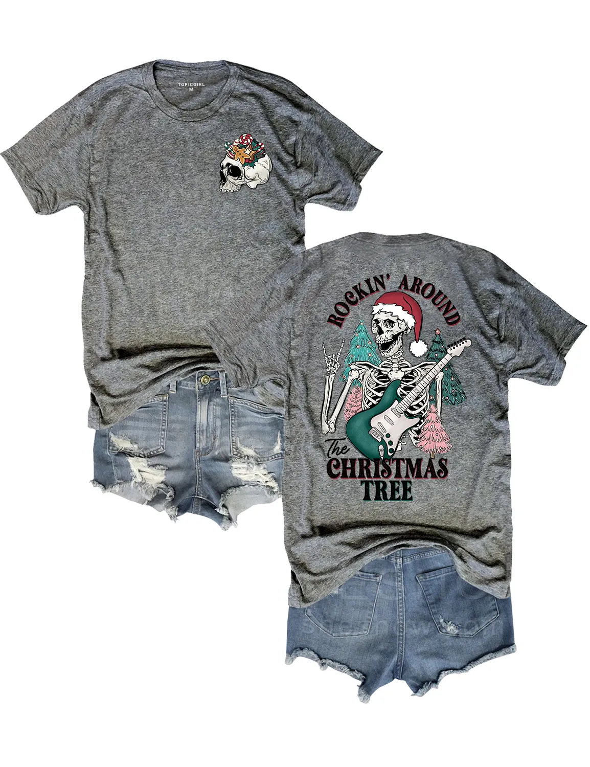 Skeleton Rockin' Around The Christmas Tree Crop Top sold by Topic Girl product image thumbnail 4
