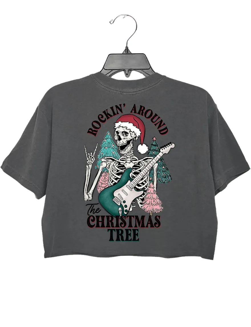 Skeleton Rockin' Around The Christmas Tree Crop Top sold by Topic Girl product image thumbnail 3