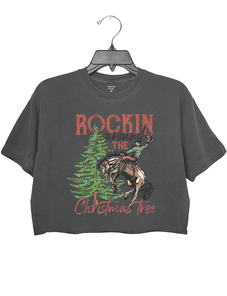 Rockin around the Christmas tree Crop Top sold by Topic Girl