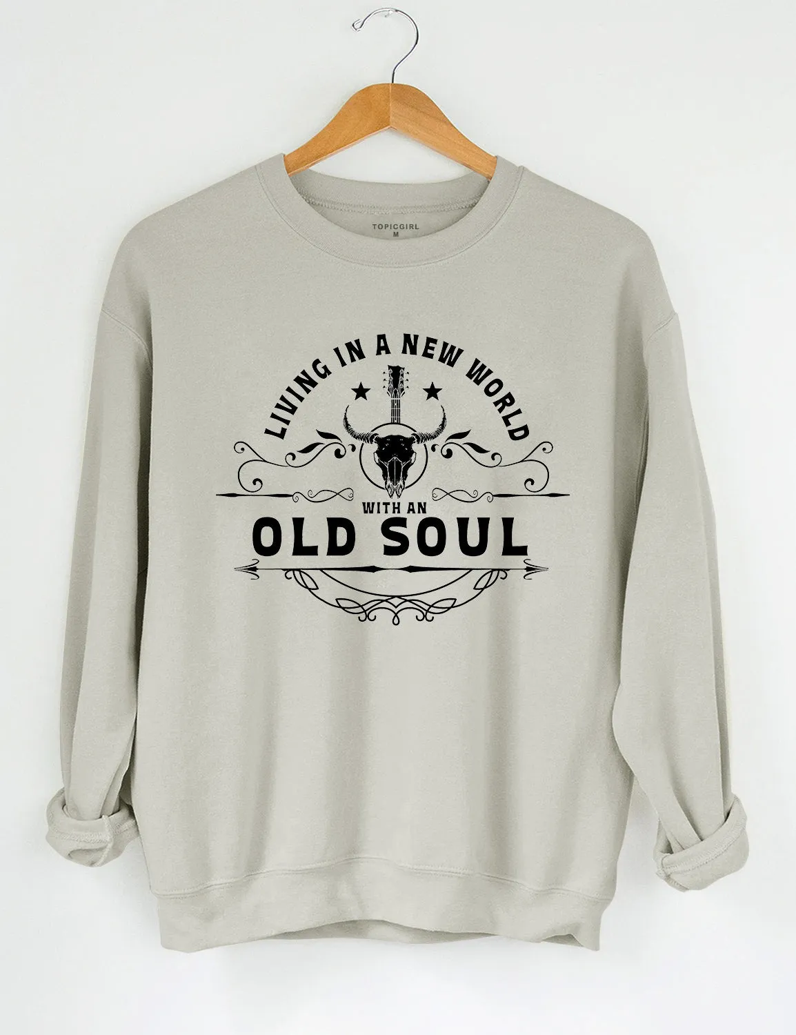 Living In A New World With An Old Soul Crop Sweatshirt sold by Topic Girl product image thumbnail 2
