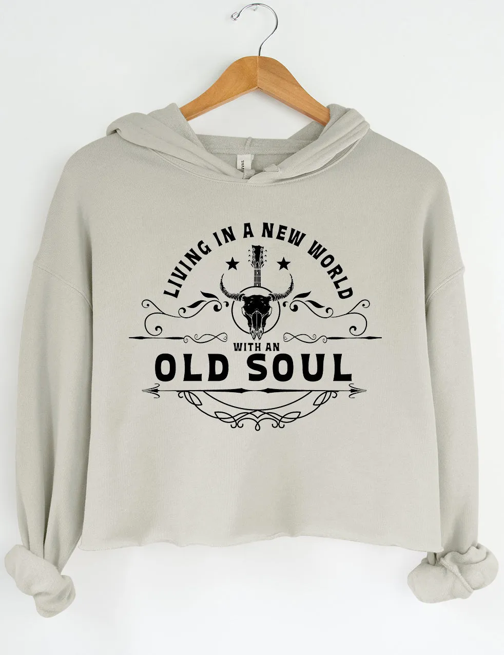 Living In A New World With An Old Soul Crop Sweatshirt sold by Topic Girl product image thumbnail 3
