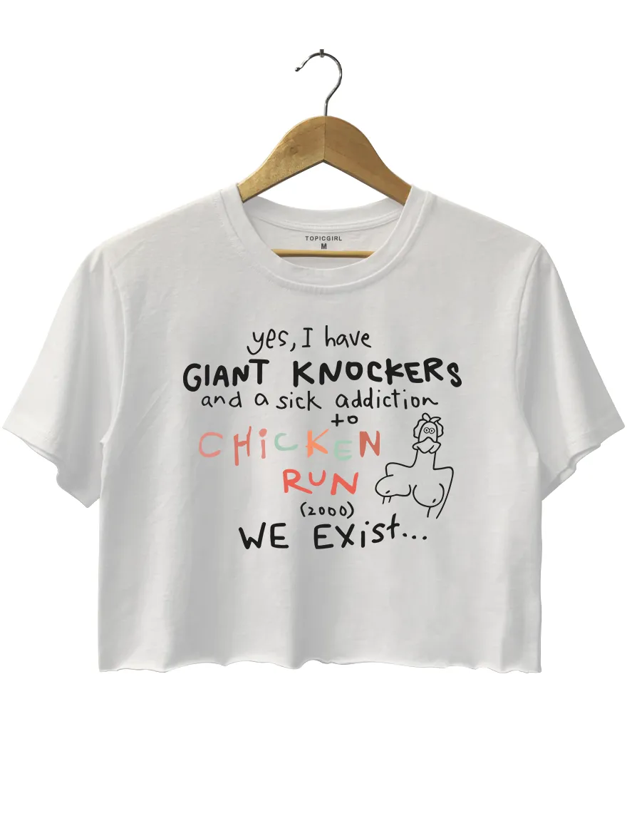 Yes I Have Giant Knockers Chicken Run Crop Top sold by Topic Girl