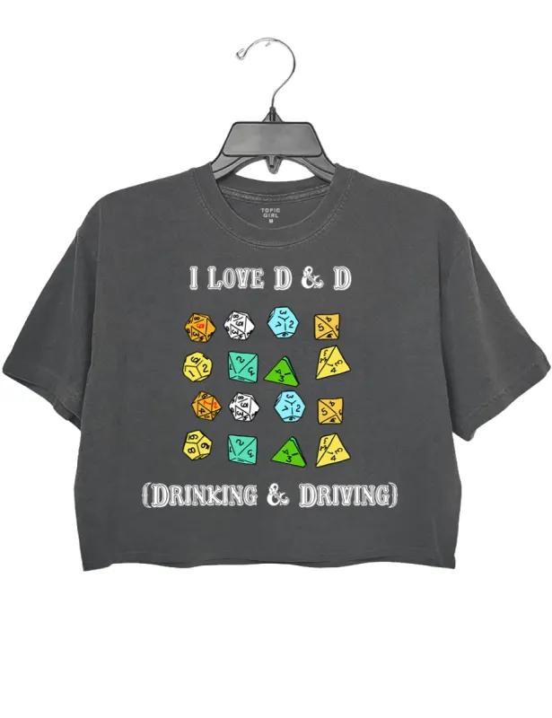 I Love D & D Drinking & Driving Crop Top sold by Topic Girl