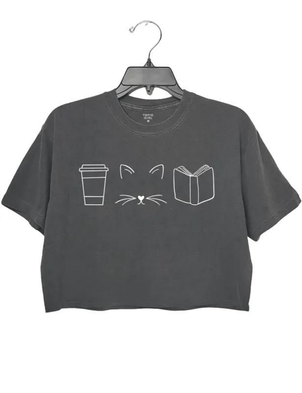 Cats Coffee Books Lover Crop Top sold by Topic Girl