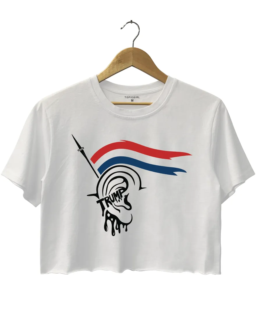 Trump Bloody Ear Crop Top sold by Topic Girl