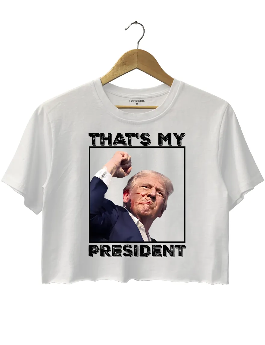 That's My President Trump Gun Shot Crop Top sold by Topic Girl product image thumbnail 2