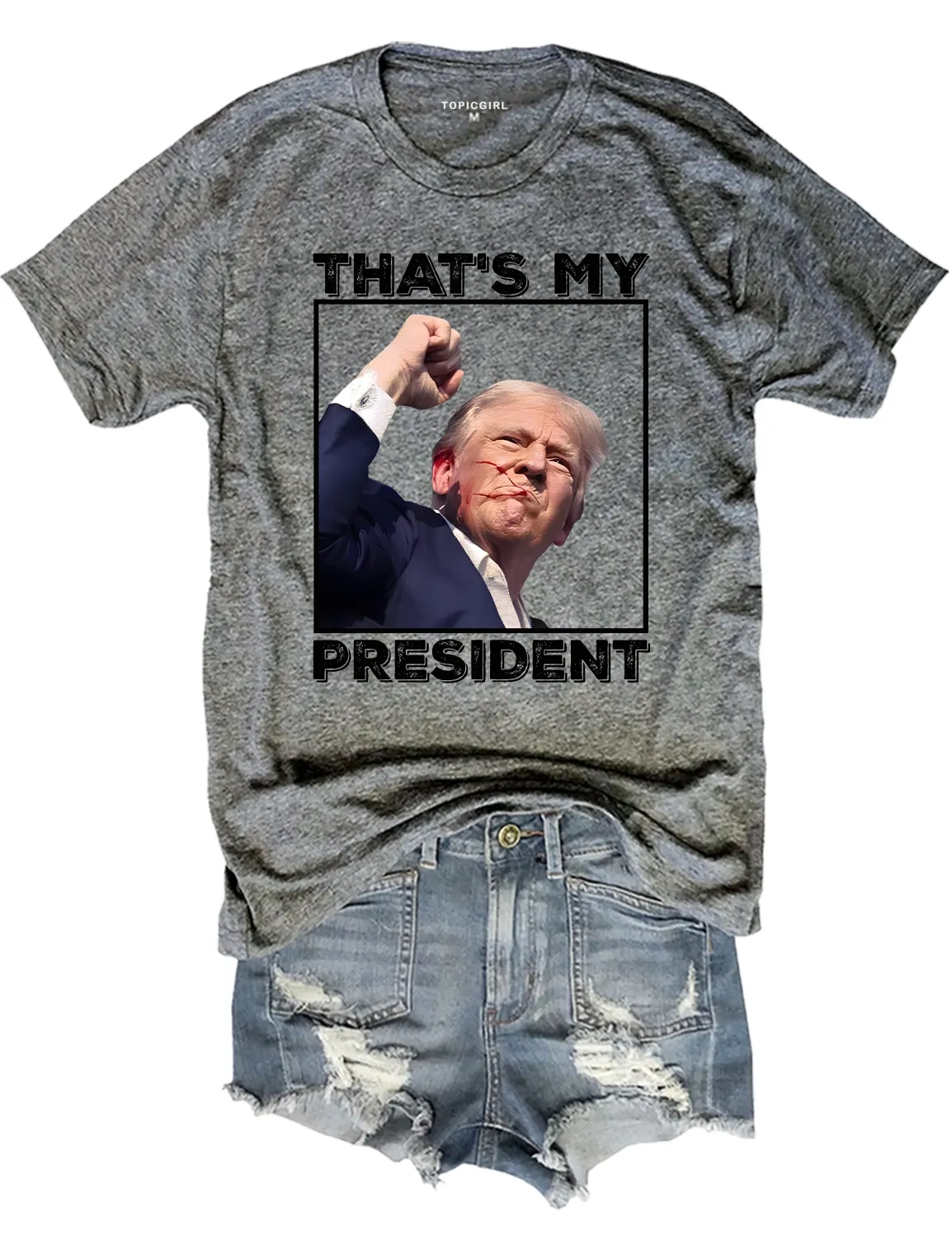 That's My President Trump Gun Shot Crop Top sold by Topic Girl product image thumbnail 3