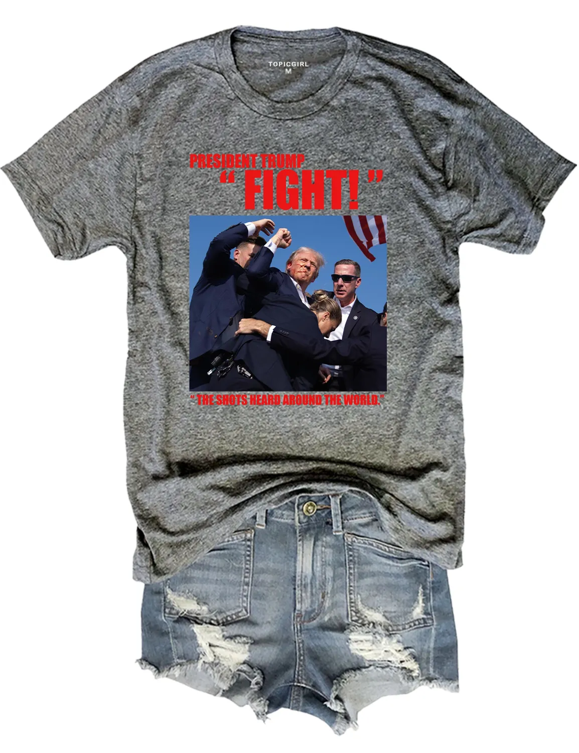 President Trump Fight The Shots Heard Around The World Crop Top sold by Topic Girl product image thumbnail 3