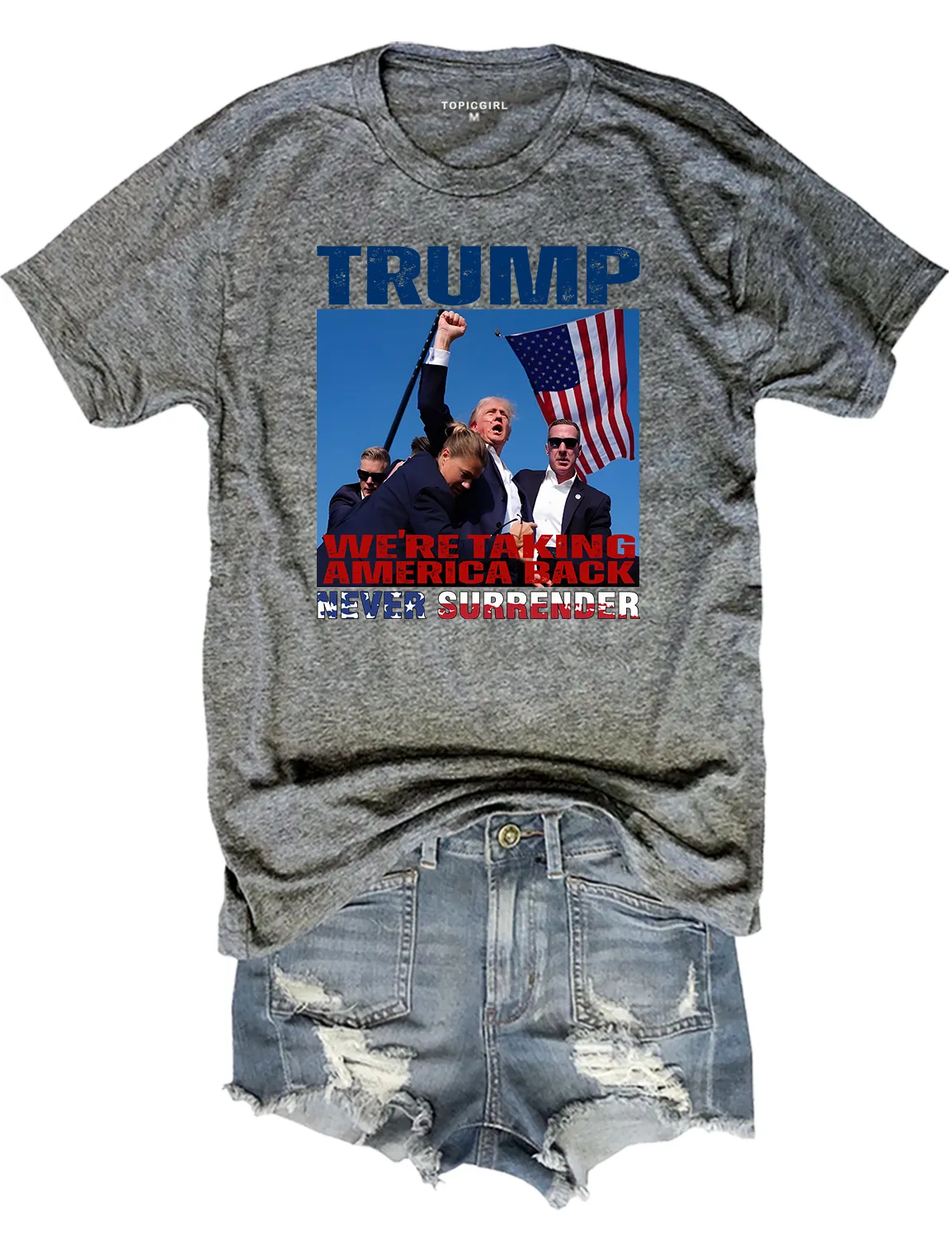 Trump We Are Taking American Back Never Surrender Crop Top sold by Topic Girl product image thumbnail 3