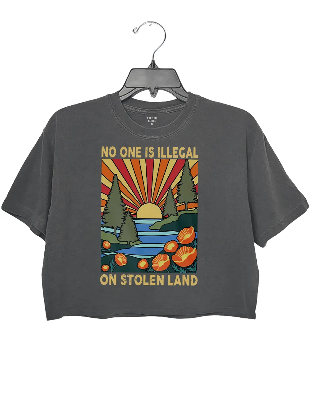No One Is Illegal On Stolen Land Crop Top sold by Topic Girl product image thumbnail 2