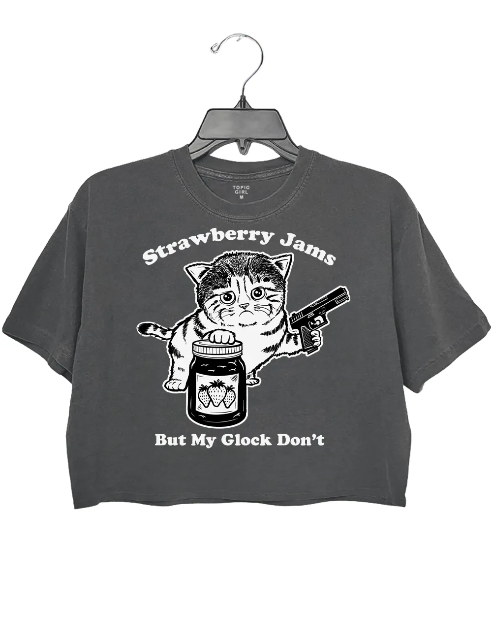 Strawberry Jams but my Glock Don't Cat Crop Top sold by Topic Girl